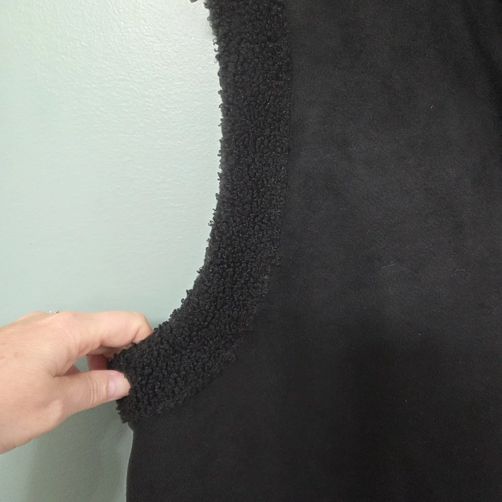 Susan Graver Weekend Black Sherpa-Lined Zip‎ Front Vest  Womens Sz XL Outdoor